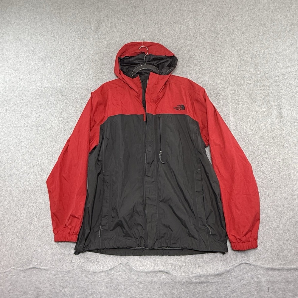 The North Face Venture 2 DryVent Hooded Rain Jacket Red Black Lightweight Mens L